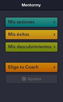 Pantalla de inicio de Mentormy 1ª App gratuita al servicio del Coaching